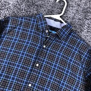 J. McLaughlin Shirt Mens Medium Blue Plaid Long Sleeve Button Down Casual